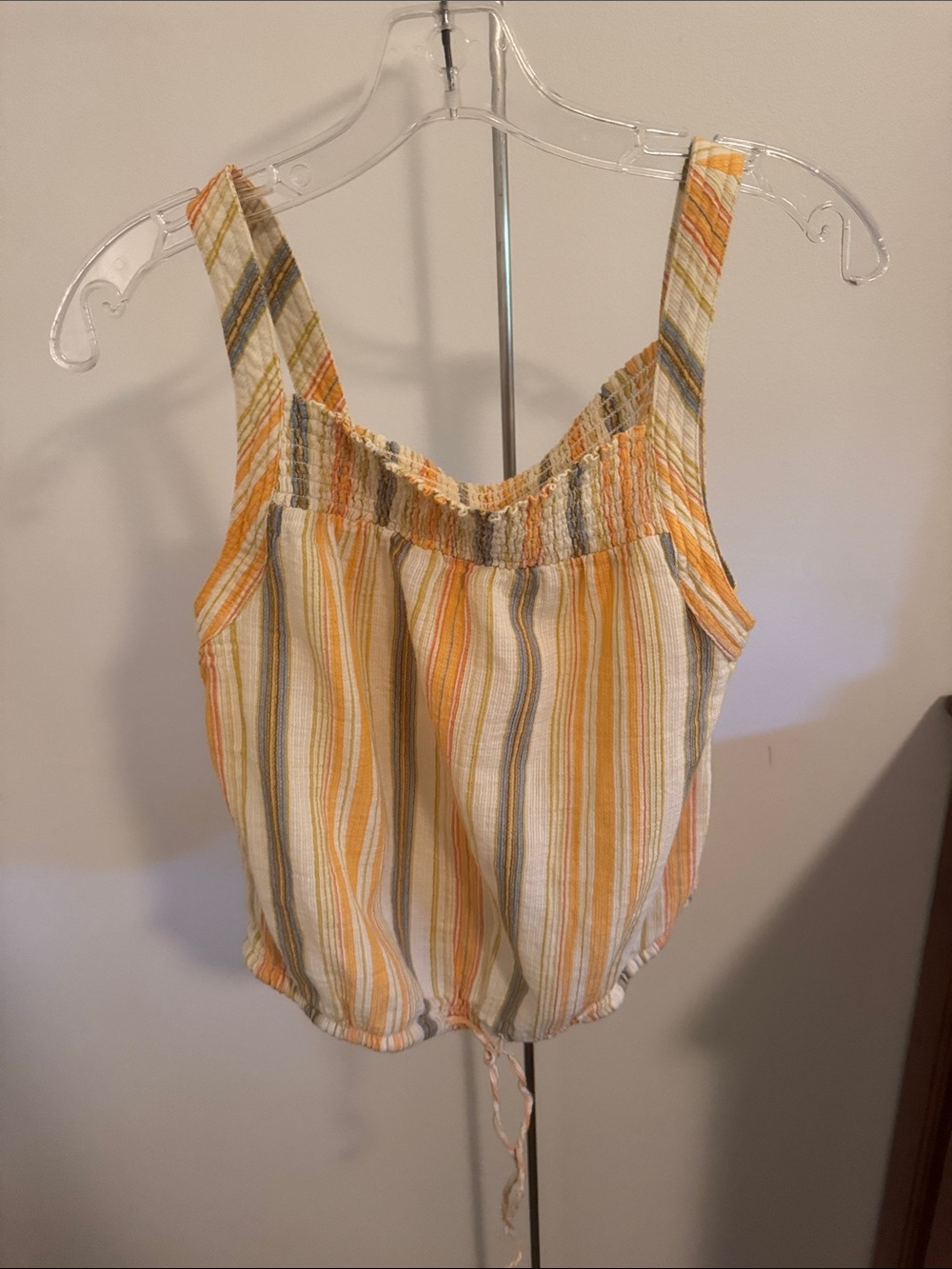 Prana Striped Smocked Camisole in Yellow, Cream, Orange And Blue